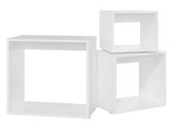 Mesas apilables 3 piezas madera contrachapada blanco