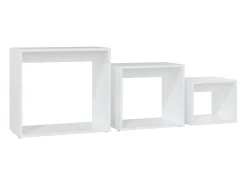 Mesas apilables 3 piezas madera contrachapada blanco
