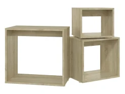 Mesas apilables 3 piezas madera contrachapada roble Sonoma