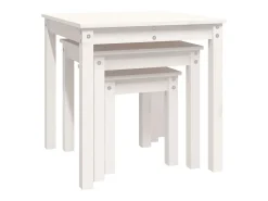 Mesas apilables 3 piezas madera maciza de pino blanco
