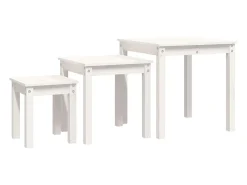 Mesas apilables 3 piezas madera maciza de pino blanco