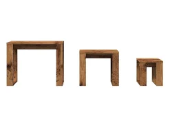 Mesas apilables 3 uds madera de ingeniería madera envejecida