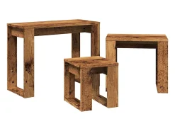 Mesas apilables 3 uds madera de ingeniería madera envejecida
