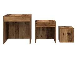 Mesas apilables 3 uds madera de ingeniería envejecida