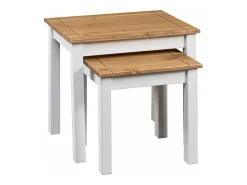 Mesas apilables 2 unidades madera maciza pino Panama Range blanco