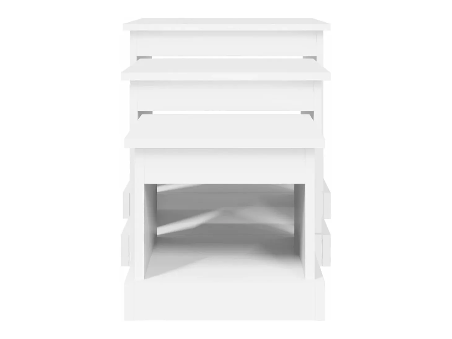 Mesas apilables 3 unidades madera contrachapada blanco