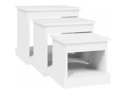 Mesas apilables 3 unidades madera contrachapada blanco