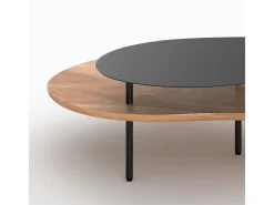 Mesas apilables de madera y metal negro (juego de 2) - Moji