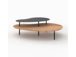 Mesas apilables de madera y metal negro (juego de 2) - Moji