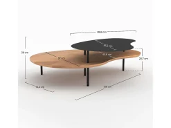 Mesas apilables de madera y metal negro (juego de 2) - Moji