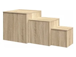 Mesas auxiliares 3 pzas madera contrachapada color roble Sonoma