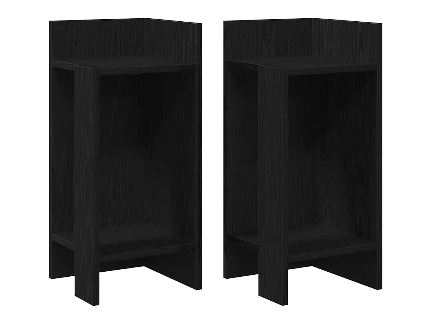 Mesas auxiliares 2 uds con estante negro 25,5x27x60 cm