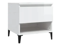 Mesas auxiliares 2 uds contrachapada blanco brillo 50x46x50 cm