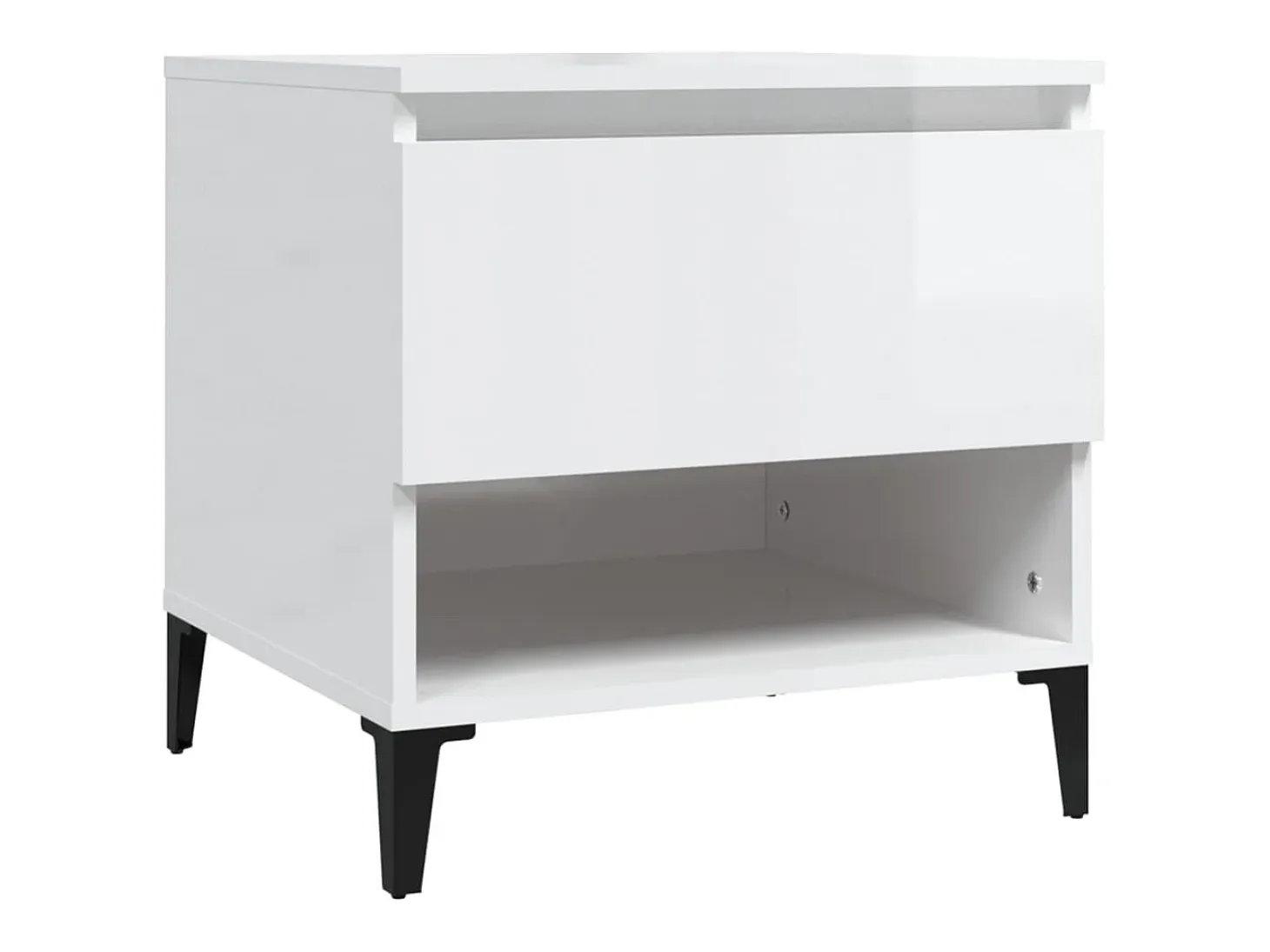 Mesas auxiliares 2 uds contrachapada blanco brillo 50x46x50 cm