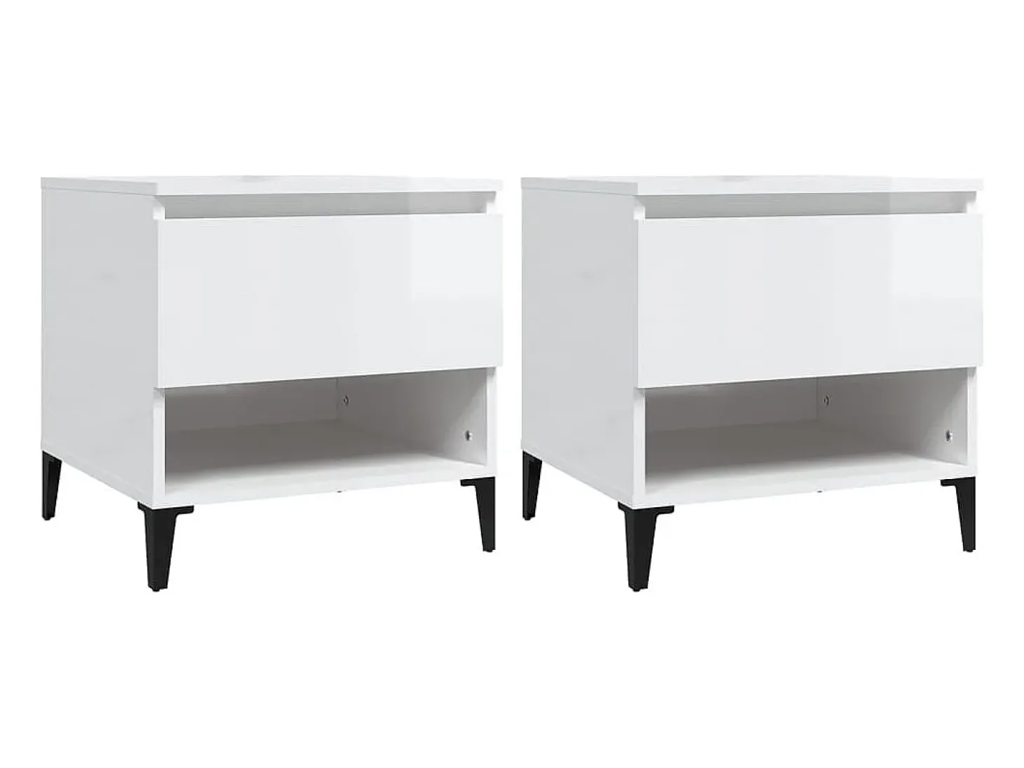Mesas auxiliares 2 uds contrachapada blanco brillo 50x46x50 cm