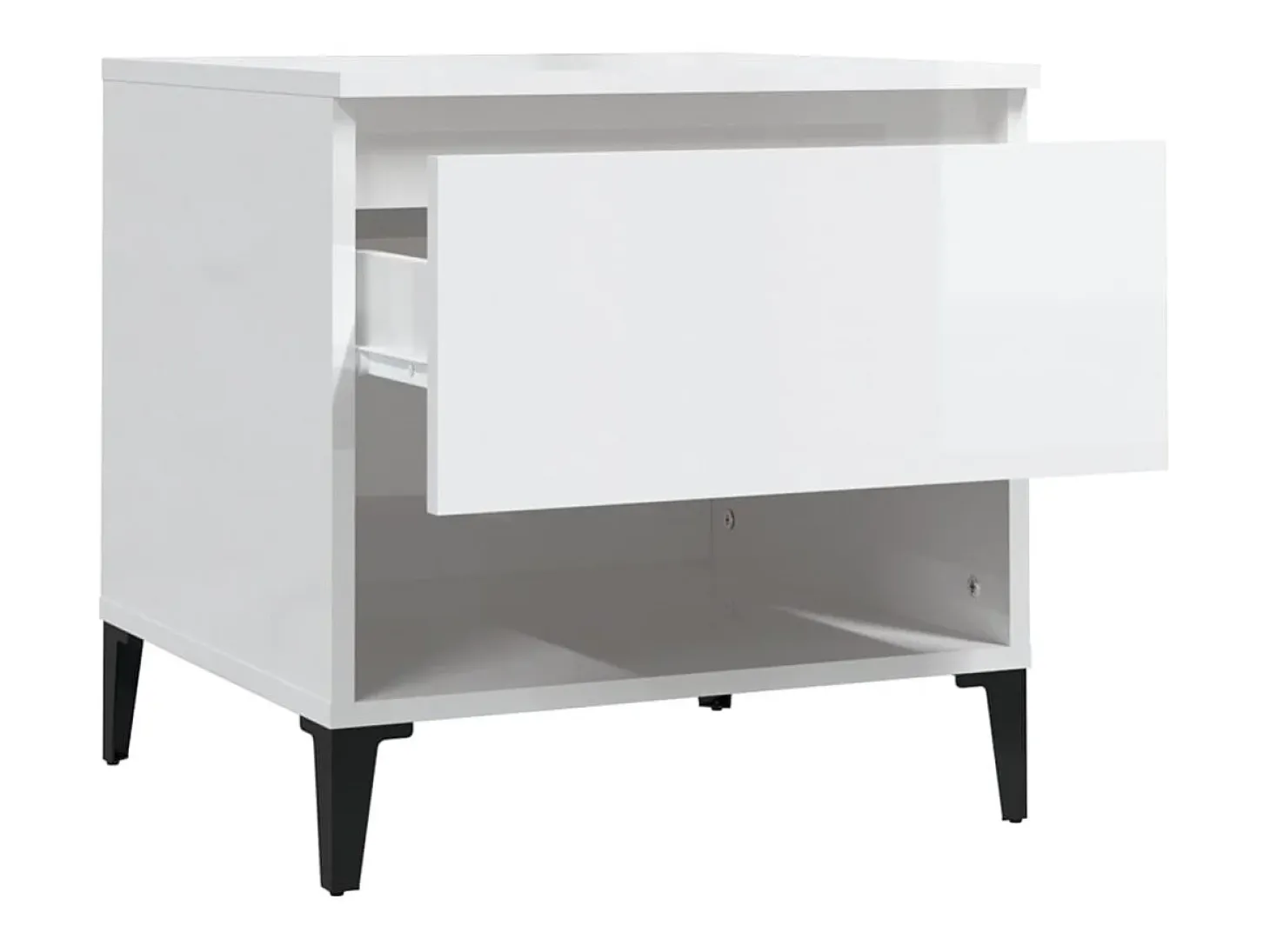 Mesas auxiliares 2 uds contrachapada blanco brillo 50x46x50 cm