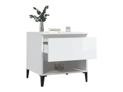 Mesas auxiliares 2 uds contrachapada blanco brillo 50x46x50 cm