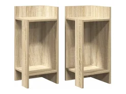 Mesas auxiliares 2 uds con estante roble sonoma 25,5x27x60 cm