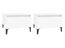 Mesas auxiliares 2 uds madera contrachapada blanco 50x46x35 cm