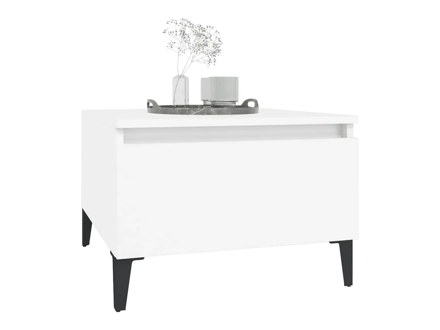 Mesas auxiliares 2 uds madera contrachapada blanco 50x46x35 cm