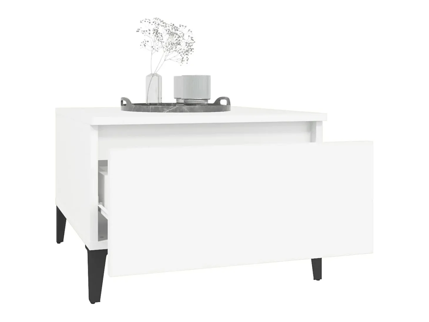 Mesas auxiliares 2 uds madera contrachapada blanco 50x46x35 cm