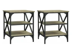 Mesas auxiliares 2 uds madera roble Sonoma 40x42x50 cm