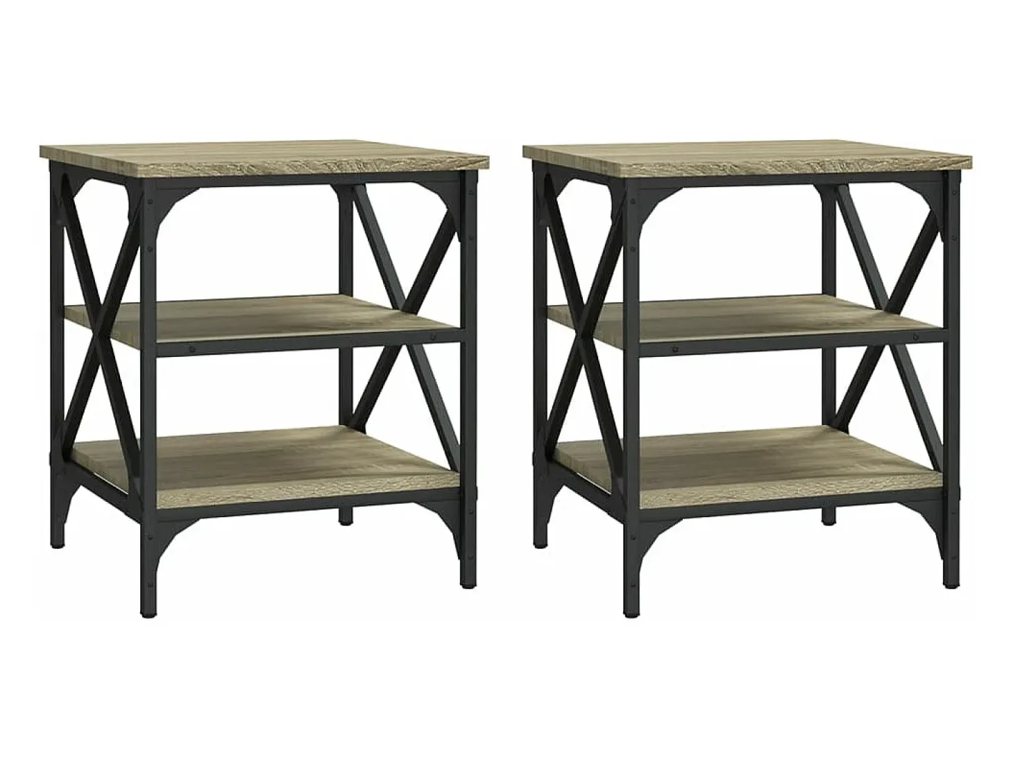 Mesas auxiliares 2 uds madera roble Sonoma 40x42x50 cm