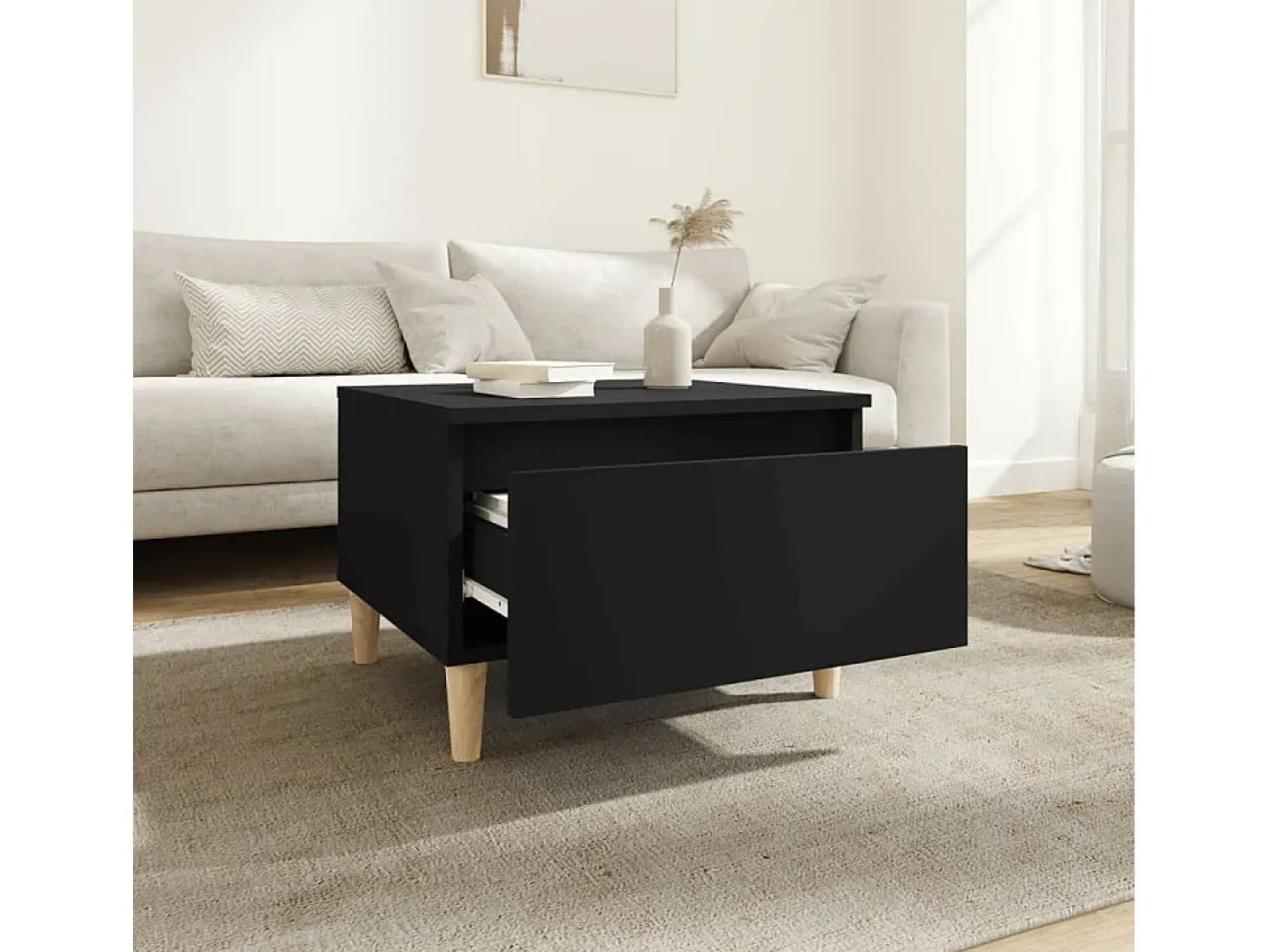 Mesas auxiliares 2 uds madera contrachapada negro 50x46x35 cm