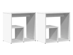 Mesas auxiliares 2 uds madera de ingeniería blanco 50x30x50 cm