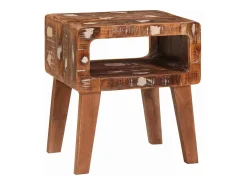 Mesas auxiliares con estante Multicolor madera maciza reciclada