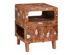 Mesas auxiliares con estante Multicolor madera maciza reciclada