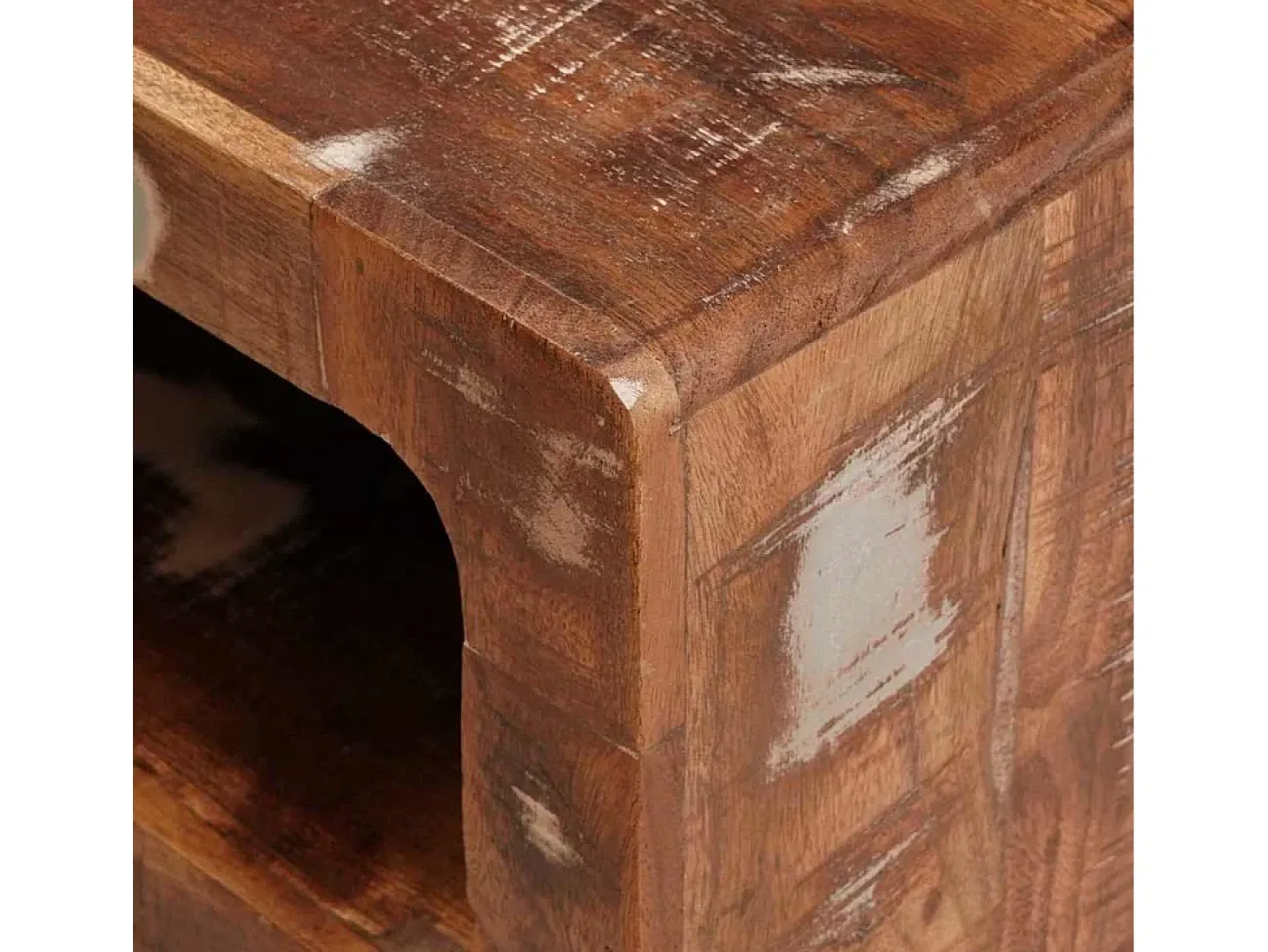 Mesas auxiliares con estante Multicolor madera maciza reciclada