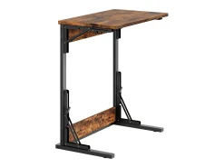 Mesas auxiliares plegables - Metal negro y madera rústica marrón