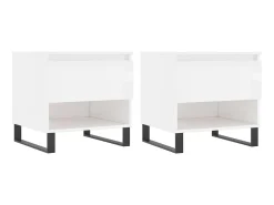 Mesas centro 2 uds madera ingeniería blanco brillo 50x46x50 cm ES27028