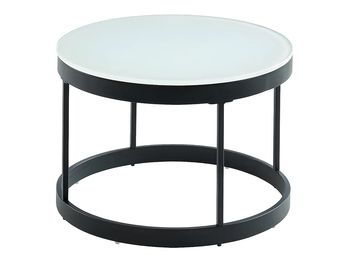 Mesas centro apilables Cristal templado metal negro BILLIE
