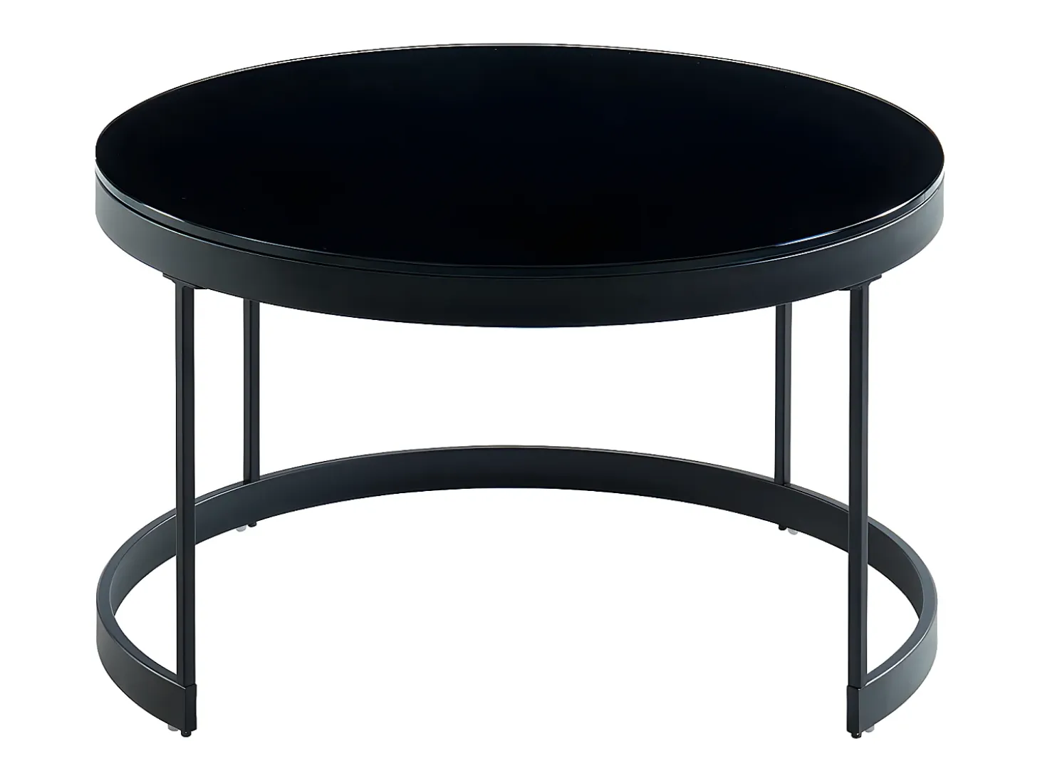 Mesas centro apilables Cristal templado metal negro BILLIE