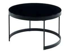 Mesas centro apilables Cristal templado metal negro BILLIE