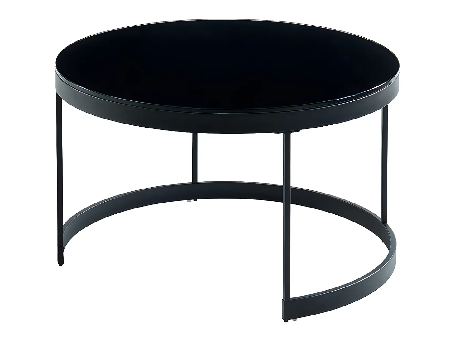 Mesas centro apilables Cristal templado metal negro BILLIE