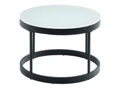 Mesas centro apilables Cristal templado metal negro BILLIE