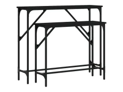 Mesas consolas 2 piezas madera de ingeniería negra