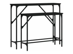 Mesas consolas 2 unidades madera de ingeniería negra