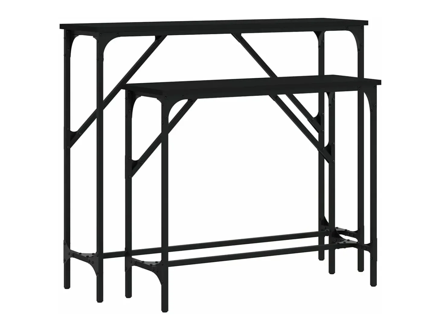 Mesas consolas 2 unidades madera de ingeniería negra