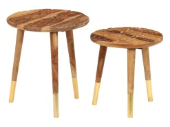 Mesas de centro 2 piezas madera maciza de sheesham