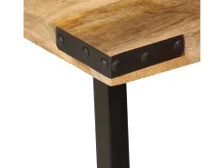 Mesas de centro apilables 3 pzas madera maciza mango y hierro