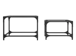 Mesas de centro apilables con tapa de vidrio 2 pzas acero