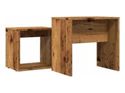 Mesas de centro apilables 2 unidades madera de ingeniería envejecida