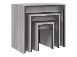 Mesas de centro apilables 3 piezas madera ingeniería gris Sonoma