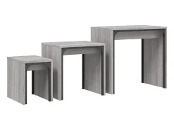 Mesas de centro apilables 3 piezas madera ingeniería gris Sonoma