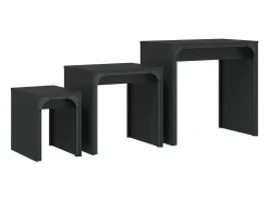 Mesas de centro apilables 3 piezas madera de ingeniería negro