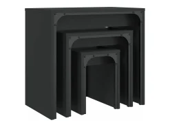 Mesas de centro apilables 3 piezas madera de ingeniería negro